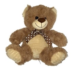 Peluche Ours marron assis Noeud Pois blancs 25 cm Max & Sax (23463)