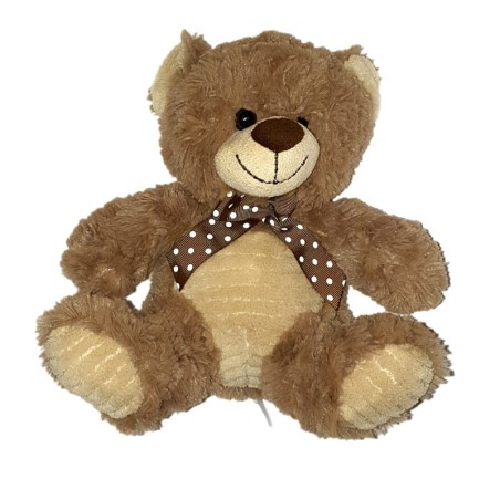 Peluche Ours marron assis Noeud Pois blancs 25 cm Max & Sax (23463)