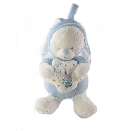 Doudou Peluche musicale Ours déguisé lapin bleu Max & Sax 30 cm nuage lune (22953)