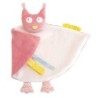 Doudou à Broder Chouette hibou Blanc Rose  Moulin Roty Mademoiselle et Ribambelle Attache tétine (13515)