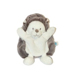 Doudou marionnette Herisson blanc marron TEX carrefour (27957)