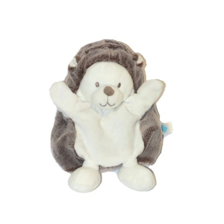 Doudou marionnette Herisson blanc marron TEX carrefour (27957)