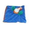 Doudou plat LAPIN bleu vert rouge - MOULIN ROTY Collerette jaune (6699)
