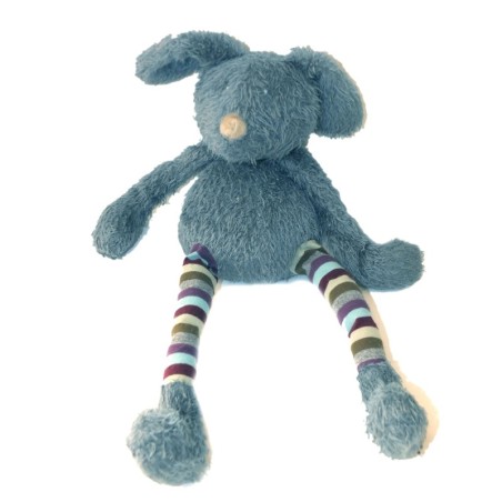 Doudou Peluche LAPIN bleu gris - Les Zazous - MOULIN ROTY - H 38 cm (8317)