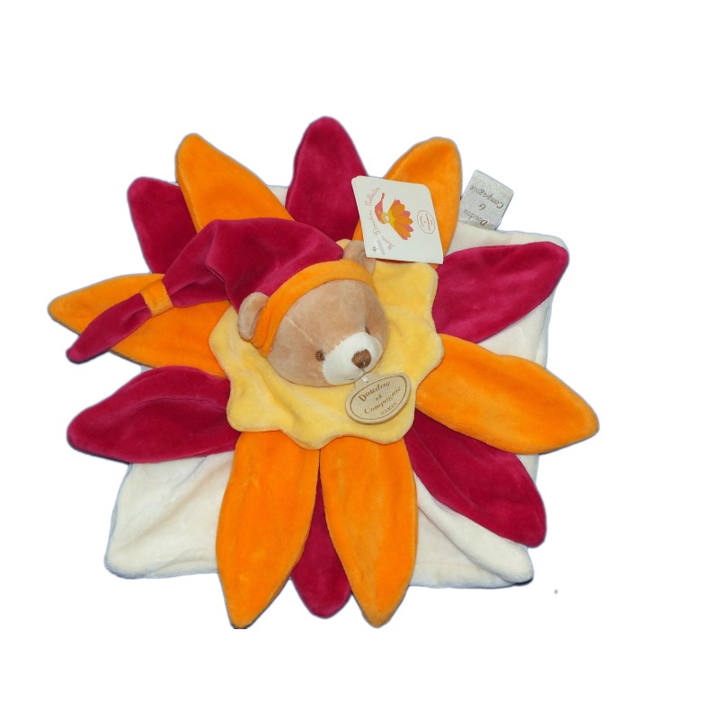 DOUDOU ET COMPAGNIE - OURS pétales Fushia rouge orange jaune (11429)