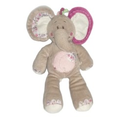 Doudou Elephant gris rose Nina Kali Kenza Noukies 38 cm (21307)