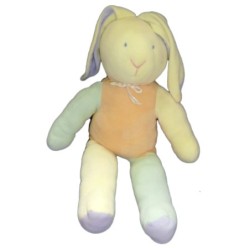 Doudou peluche LAPIN jaune orange vert - HISTOIRE D'OURS - H 45 cm Groupe CDJ (5498)