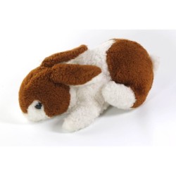 Ancienne peluche doudou marionnette Vintage Lapin marron blanc Boulgom 30 cm (20652)
