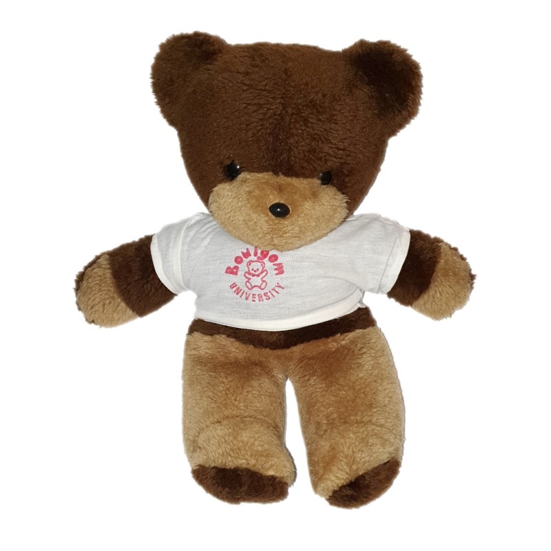 Peluche ours beige marron Boulgom 38 cm avec T-shirt Boulgom Universite (22303)