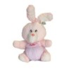 Peluche lapin BIKIN Puffalump toile de parachute salopette " Fluffy" rose mauve  vintage 38 cm (27951)