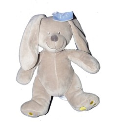 Doudou Peluche Lapin gris jaune fluo - Simba Dickie Nicotoy Kiabi - 26 cm 569/0029 (13339)