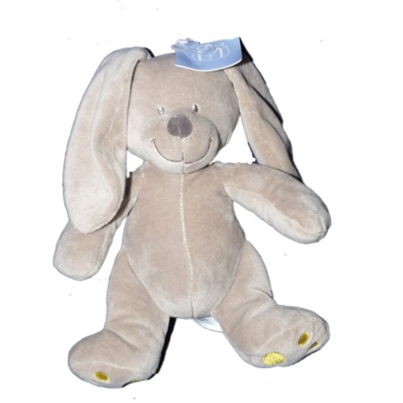 Doudou Peluche Lapin gris jaune fluo - Simba Dickie Nicotoy Kiabi - 26 cm 569/0029 (13339)