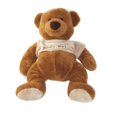 Peluche Doudou ours marron pull beige BABY NAT 35 cm (26413)