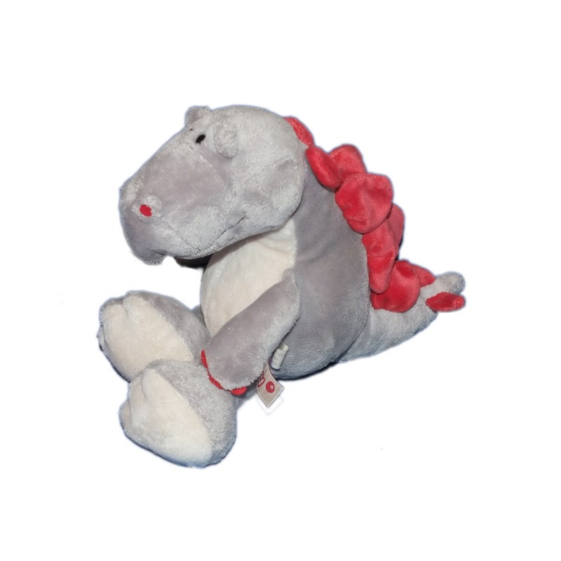 Doudou peluche Dinosaure Gris rouge - NICI - 20 cm (10772)