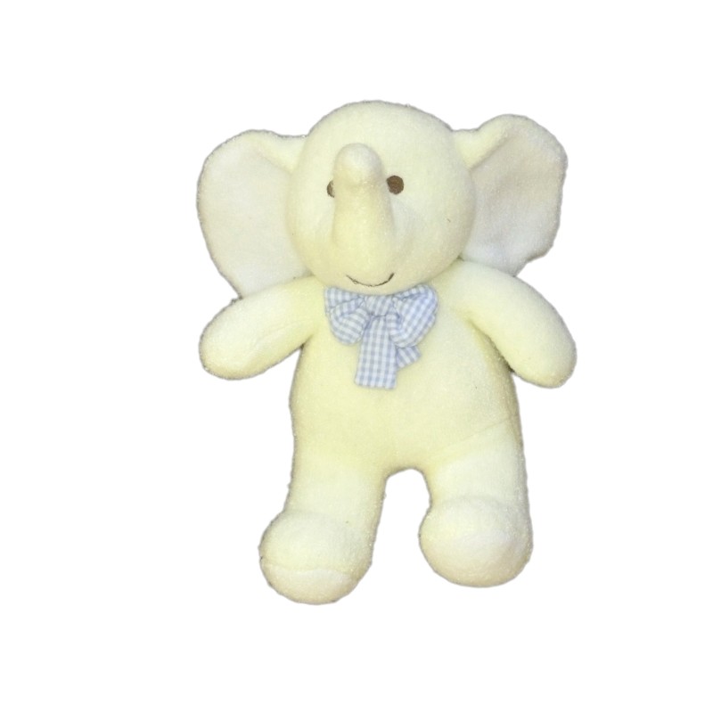 Doudou Peluche ELEPHANT jaune bleu - LUMINOU Jemini - H 26 cm (7106)