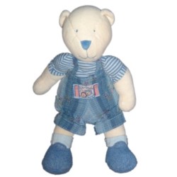 MOULIN ROTY - Doudou OURS bleu - Lila Patachon - H 28 cm (9164)