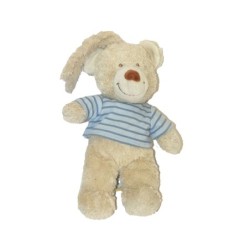 Peluche musicale doudou Ours beige Tex t shirt bleu rayures 30 cm (28049)