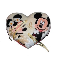 Coussin mariage alliances Mickey Minnie 22 cm Disney Disneyland Paris (14421)