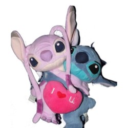 Peluche Angel et Lilo Coeur I Love You - LILO et STITCH  H 22 cm - Disney Disneyland Paris (13657)