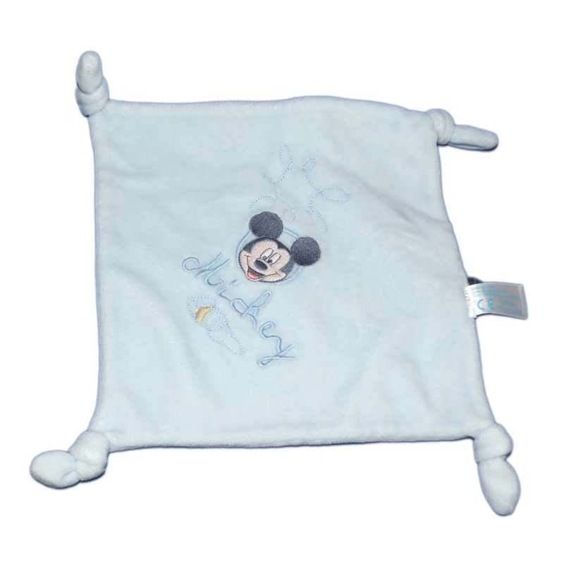 CARREFOUR CMI Doudou plat bleu Mickey 4 noeuds (12277)
