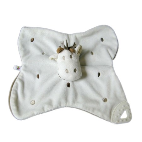 Doudou plat girafe blanc marron P Tit Bisou Aubert (23727)