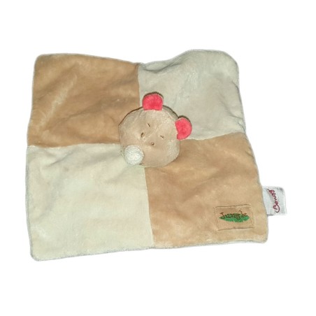 Doudou plat Rhinoceross Bengy Beige Jungle Foulard vert (24058)