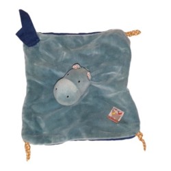 Doudou plat Hippopotame bleu Moulin Roty Les Papoum (24166)