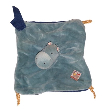 Doudou plat Hippopotame bleu Moulin Roty Les Papoum (24166)