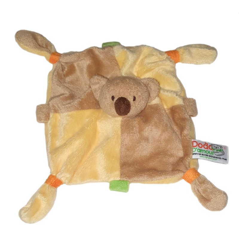 Doudou plat ours beige marron jaune Dodo d'Amour MGM (24262)