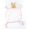 Doudou  lapin blanc rose Kaloo Lilirose tissu fleurs 4 noeuds (24762)