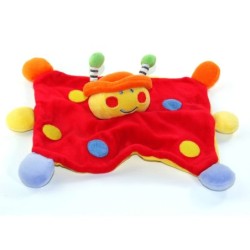 Doudou plat rouge jaune fille coccinelle Pois - MGM Dodo d Amour (25332)