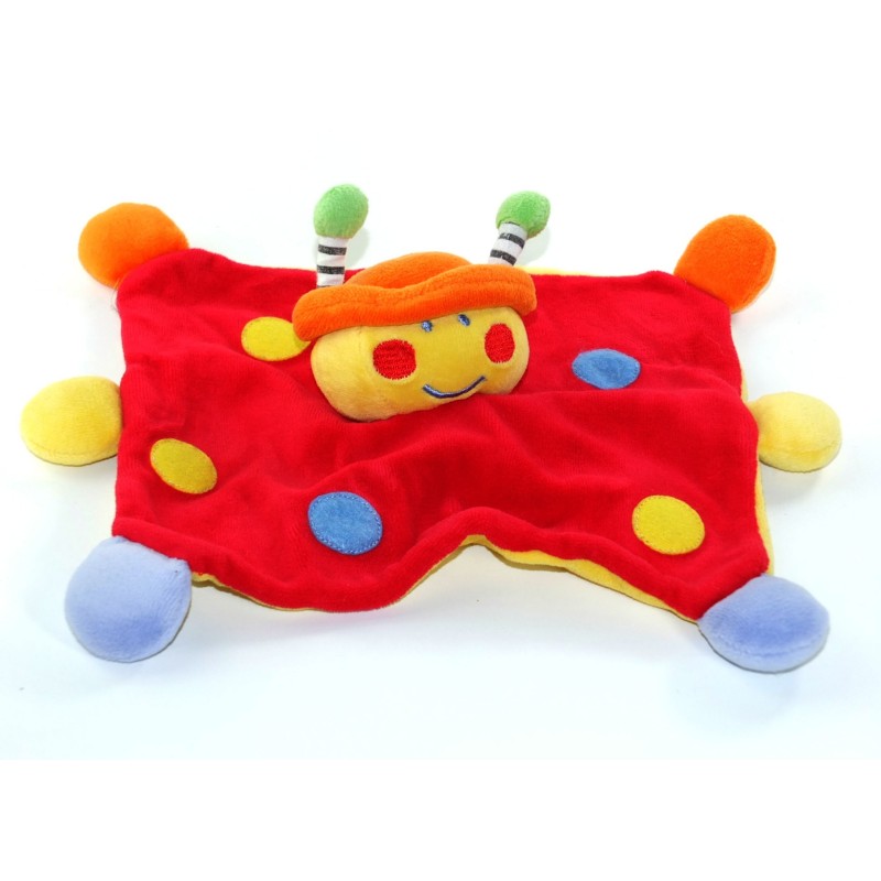 Doudou plat rouge jaune fille coccinelle Pois - MGM Dodo d Amour (25332)