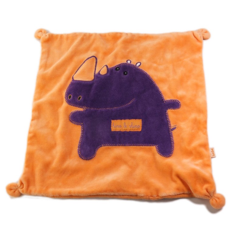 DPAM Doudou plat Rhinoceros Hino le Rhino biolet orange  (25588)