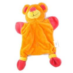 ADDEX Doudou marionnette ours orange rose (25691)