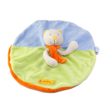 MOULIN ROTY Doudou plat rond Nestor et Capucine vert orange (25698)