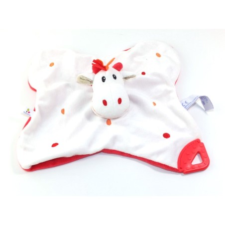 Doudou Plat Girafe blanc rouge P tit Bisous Aubert Grelot (25853)