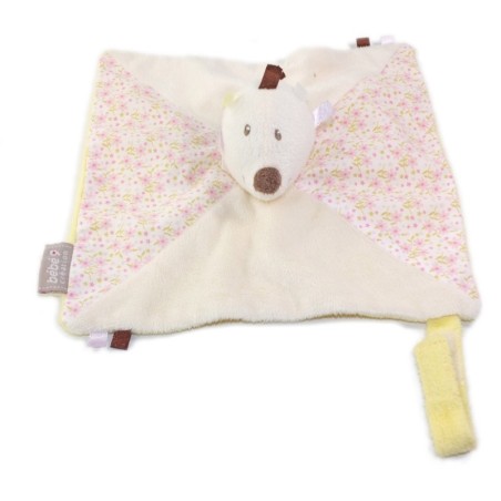 Doudou Plat Herisson blanc rose vert P tit Bisous Aubert (25855)