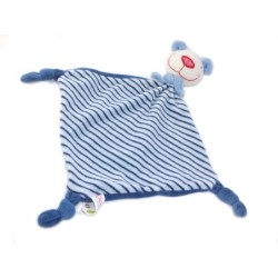 Doudou plat Ours bleu rayures DODO D AMOUR MGM (25946)