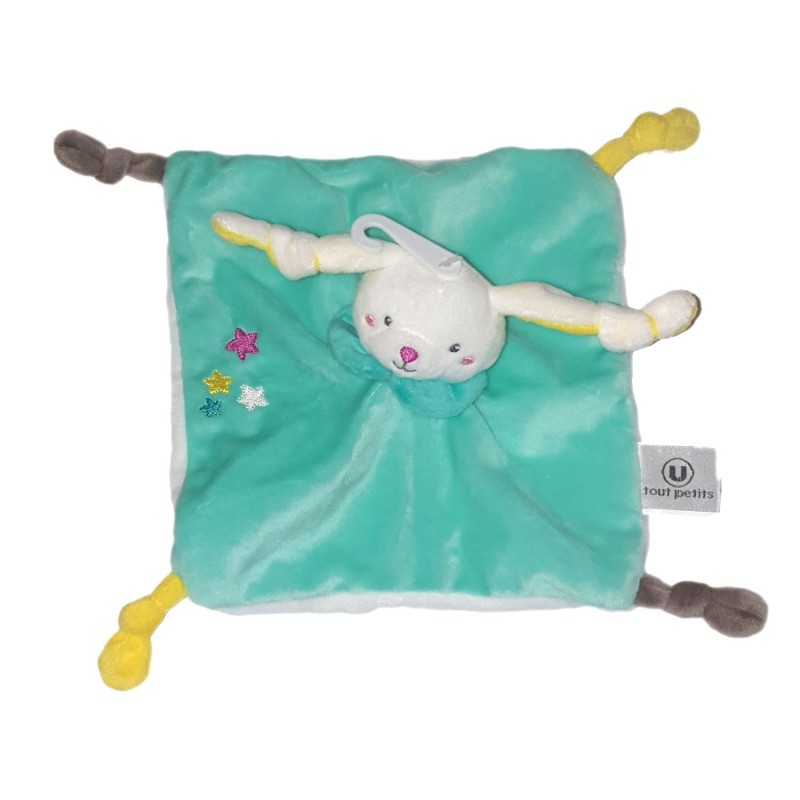 Doudou plat Lapin bleu blanc Etoiles U Tout Petits (26042)