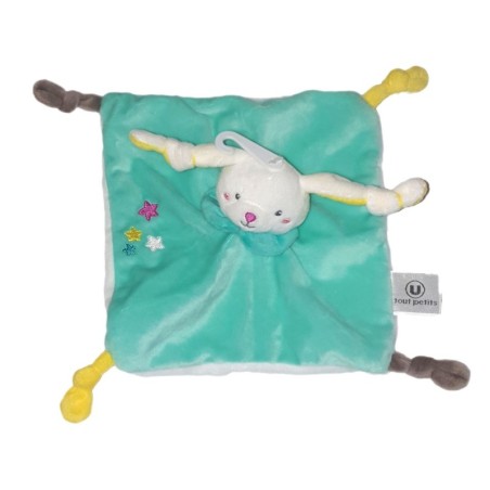 Doudou plat Lapin bleu blanc Etoiles U Tout Petits (26042)