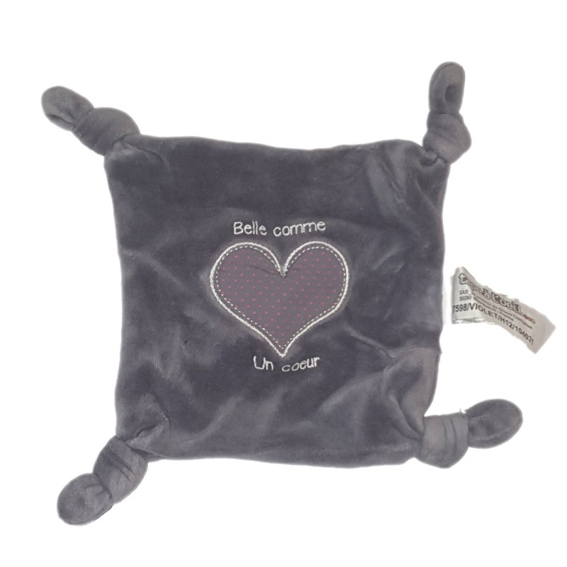 Doudou plat mauve Belle comme un coeur violet TAPE A L OEIL (26526)