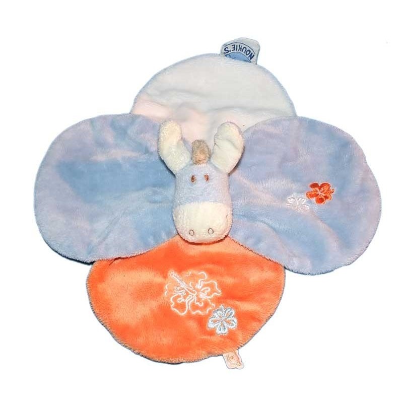 noukies-doudou-plat-ane-bleu-paco-fleurs-petales-bleu-orange-blanc (15276)