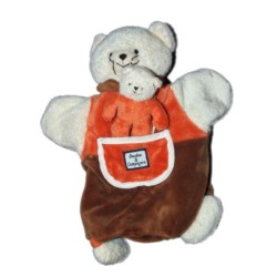 DOUDOU ET COMPAGNIE - Marionnette Sachat le CHAT et souris - blanc jaune vert  (13374)