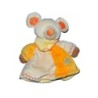 Peluche doudou Marionnette Souris jaune orange Lascar (16665)