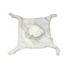 Doudou plat OURS blanc Grain de Blé Rayures grises 4 noeuds (15626)