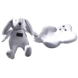 Doudou Lapin blanc Mouchoir Absorba Etoiles grises Grelot (15613)
