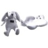 Doudou Lapin blanc Mouchoir Absorba Etoiles grises Grelot (15613)