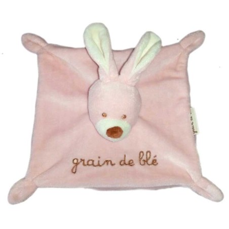 Doudou Plat Lapin rose Grain de Blé (15460)