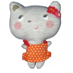 Doudou Fille Lapin gris robe orange CATIMINI 16 cm (15564)