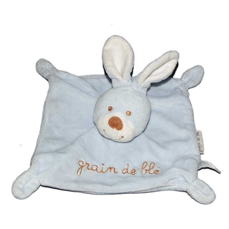 Doudou plat Lapin bleu Grain de Blé Zannier (15517)